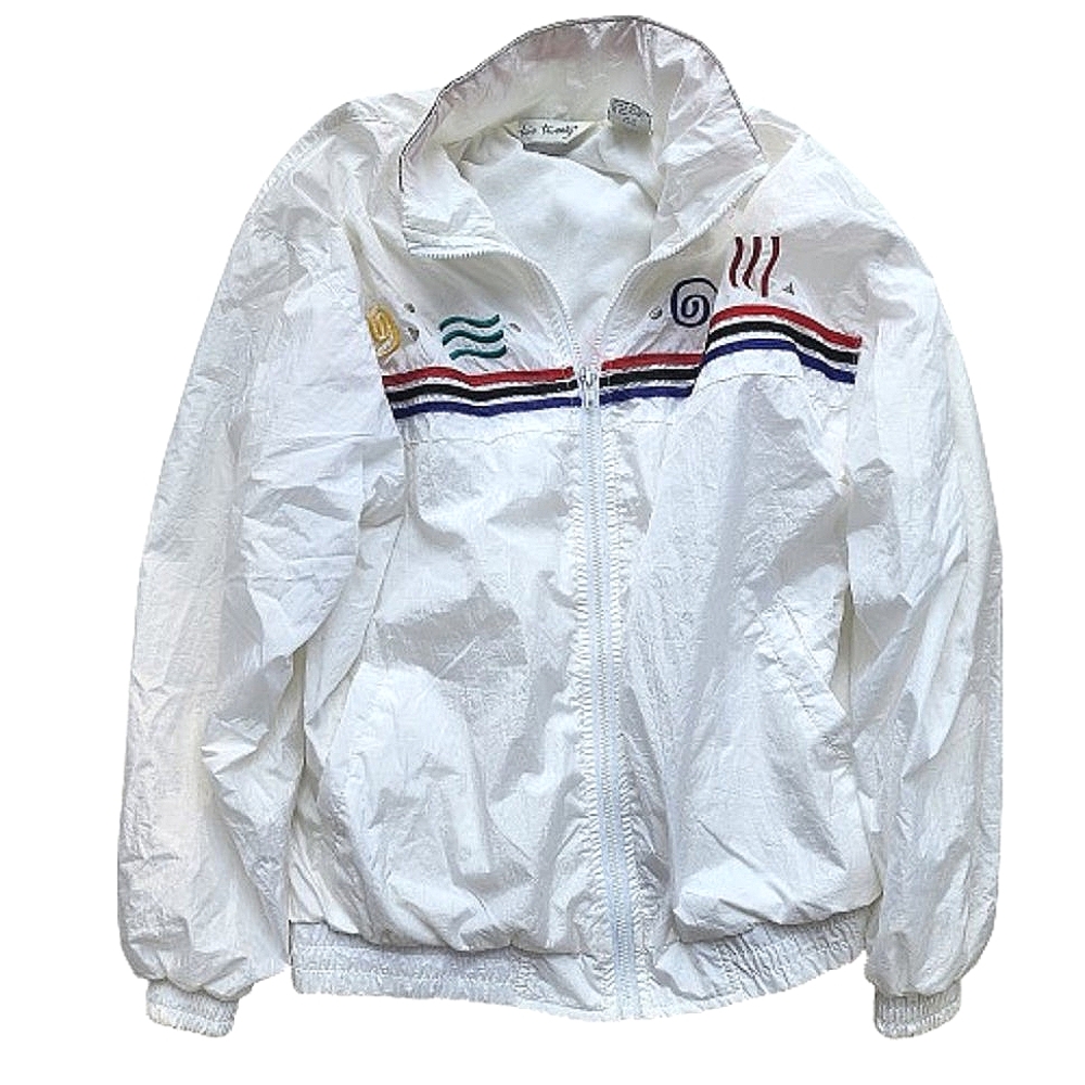 Two Twenty White Vintage Athleisure Windbreaker Track Jacket ♥️